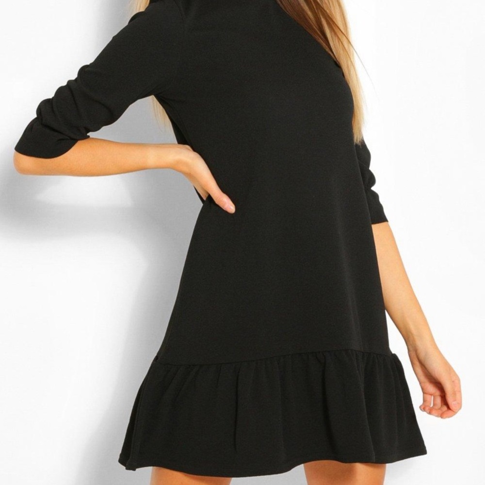 Black Drop Hem Shift Dress